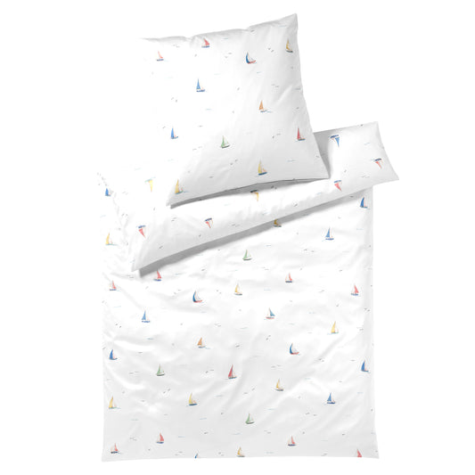 Elegante Mako Satin Bettwäsche Sail Away 24576-0 Segelboot 135x200