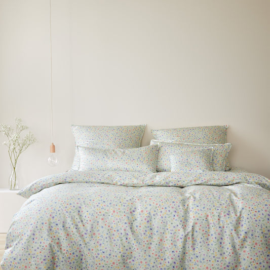 Elegante Mako Satin Bettwäsche Beauties 24578-4 Blumen grün 135x200