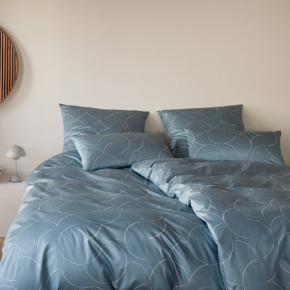 Elegante Mako Satin Bettwäsche Circus 24579-4 salbei Kreise 135x200
