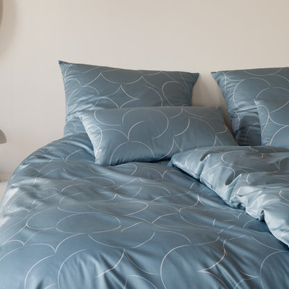 Elegante Mako Satin Bettwäsche Circus 24579-4 salbei Kreise 135x200