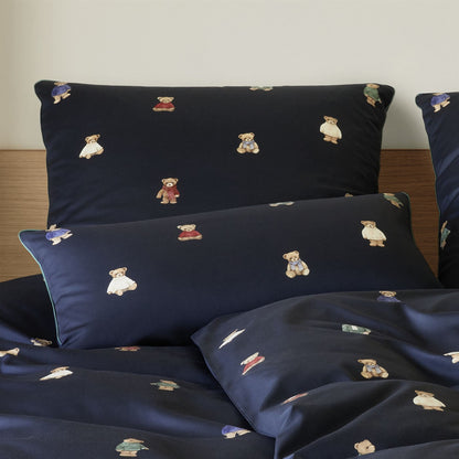 Bettwäsche Mako Satin Teddy Bear Blau mit Tiermotiven 135 x 200 cm