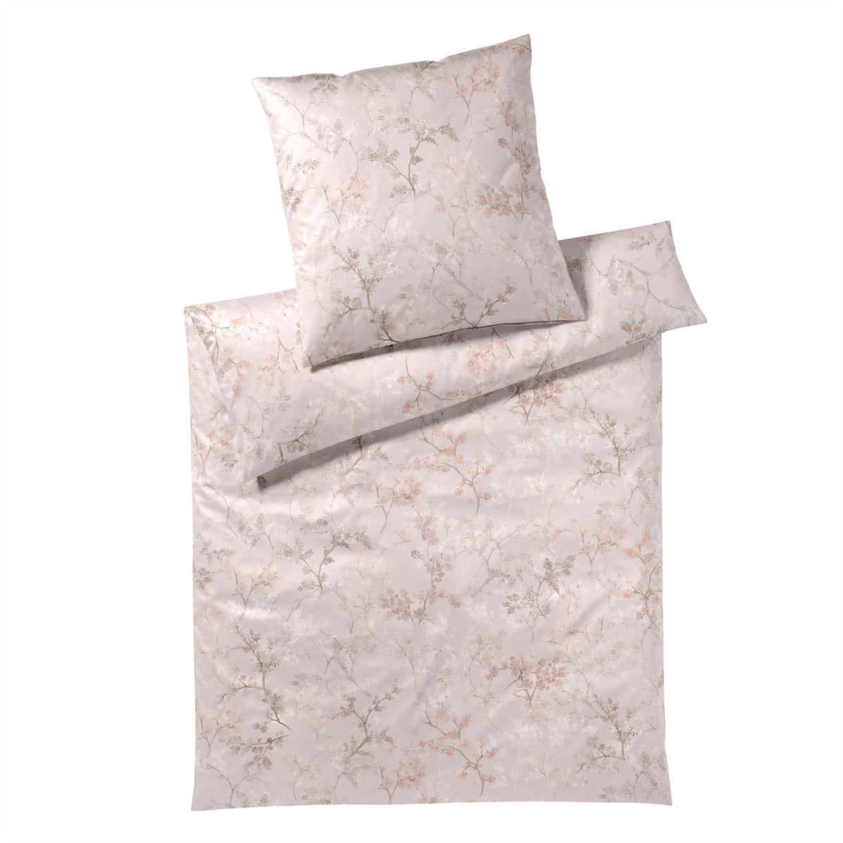 Bettwäsche Mako Satin Symphony Mauve mit Blütenmuster 135 x 200 cm