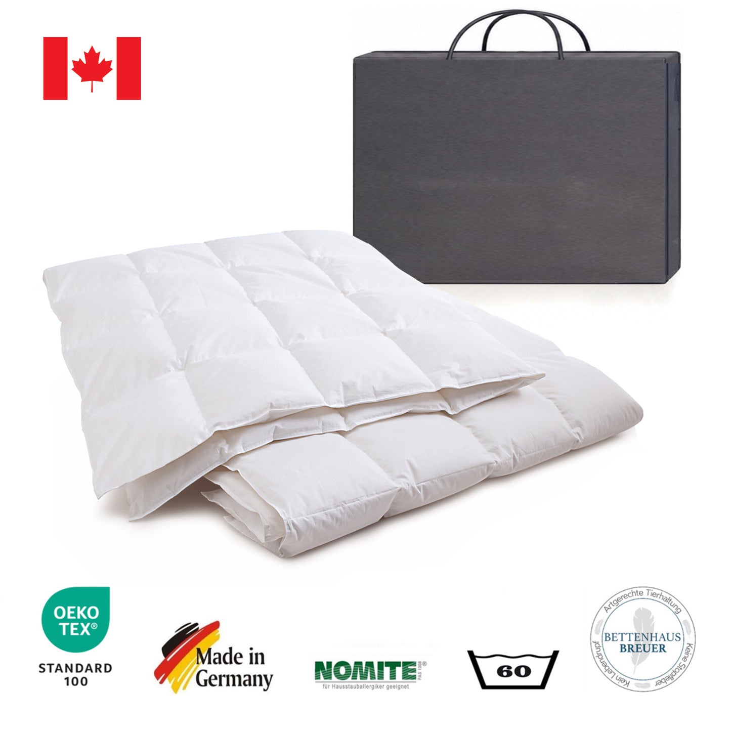 Daunendecke 350g  canadische Daunen Sommerdecke 155x220 100% natur