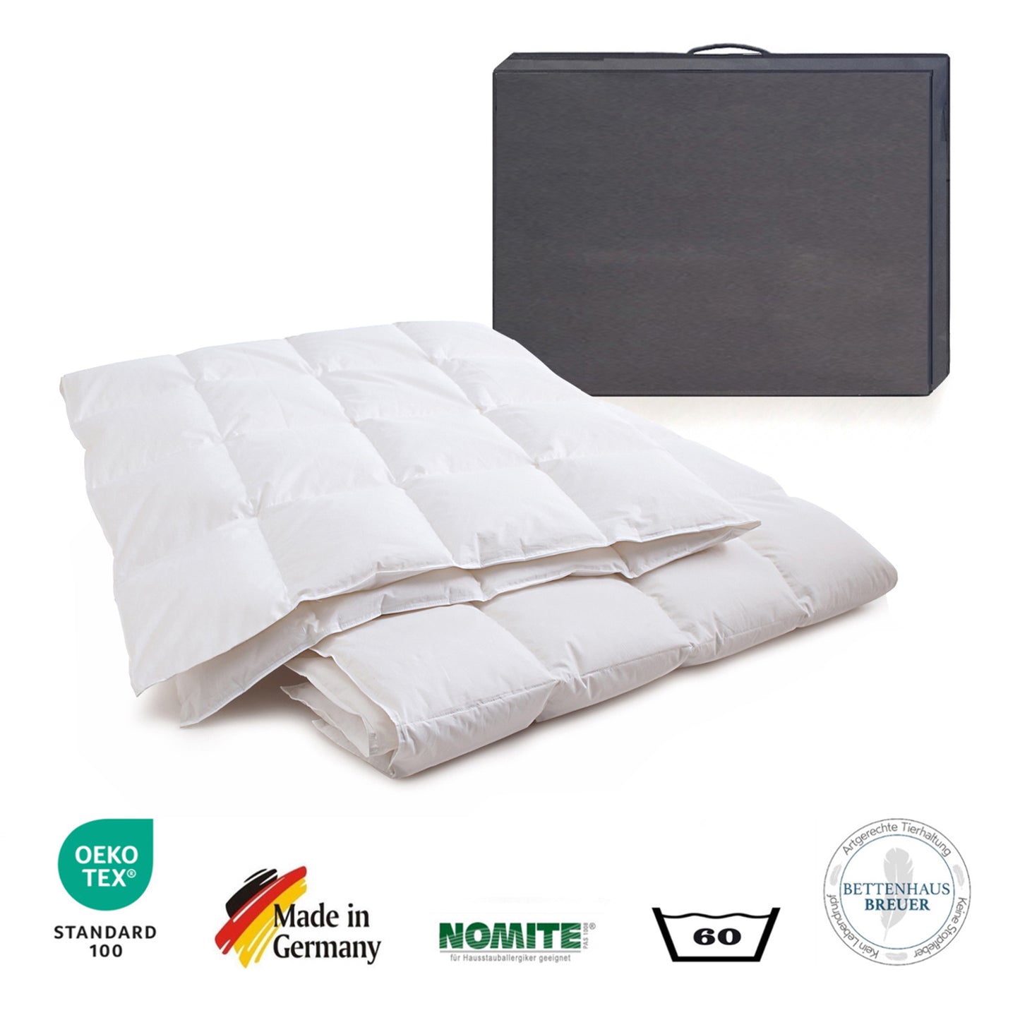 Daunendecke 250g silberweiße Daunen Sommerdecke 135x200 100% natur