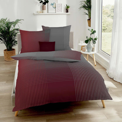 Bettwäsche Biber Master Anthrazit mit Karomuster 155 x 220 cm