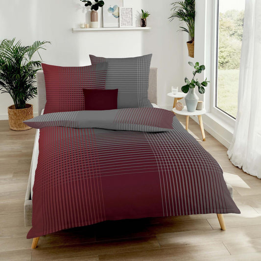 Bettwäsche Biber Master Anthrazit mit Karomuster 135 x 200 cm