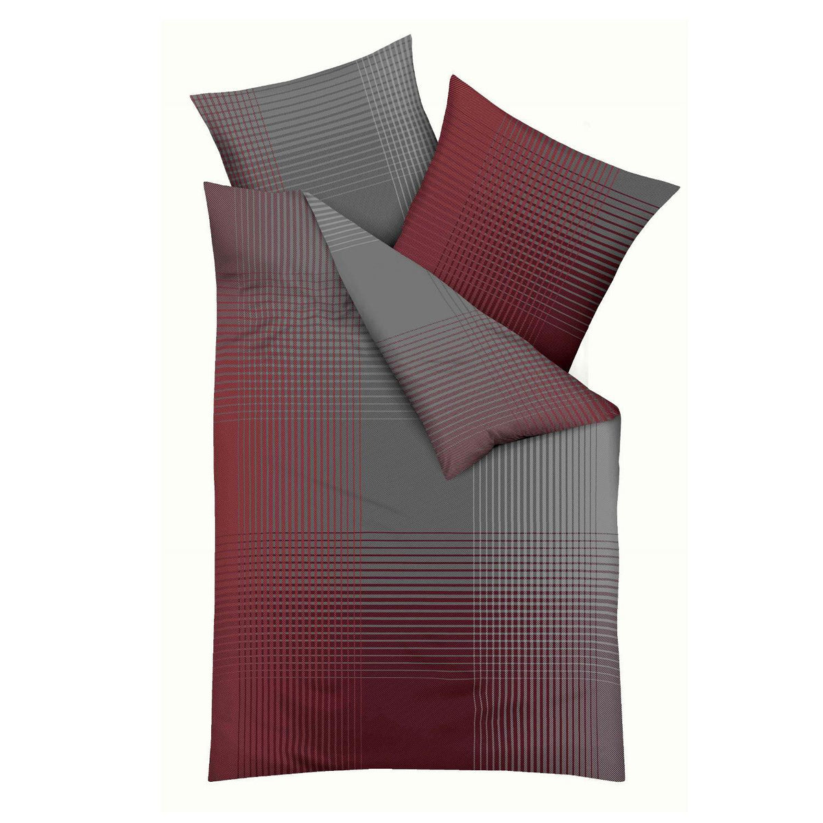 Bettwäsche Biber Master Anthrazit mit Karomuster 155 x 220 cm