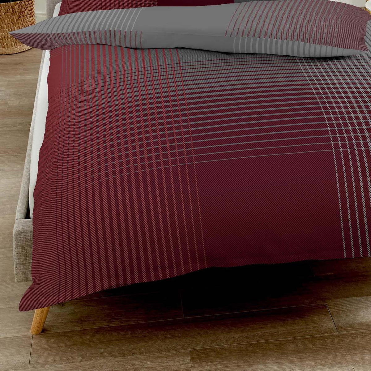 Bettwäsche Biber Master Anthrazit mit Karomuster 155 x 220 cm