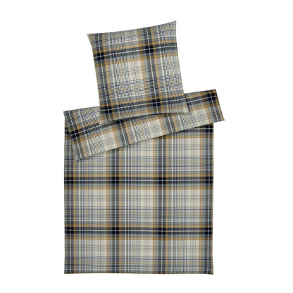 Elegante Flanell Bettwäsche Holmes 26005-3 Kariert Senfgelb 135x200