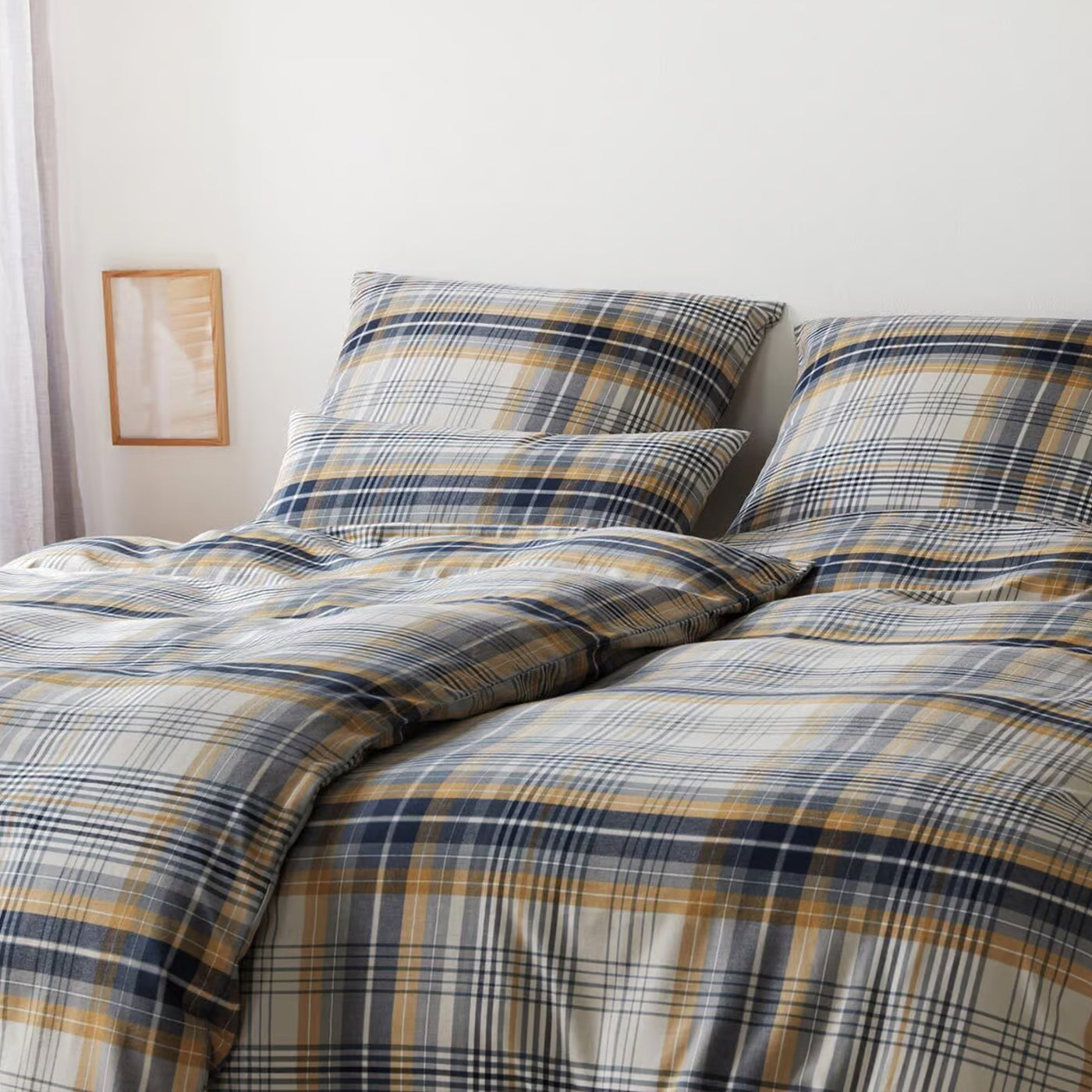 Elegante Flanell Bettwäsche Holmes 26005-3 senfgelb 135x200