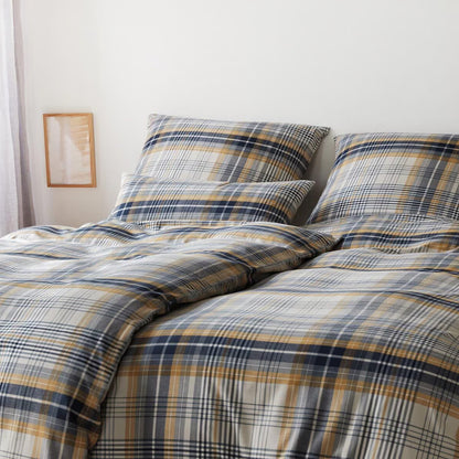 Elegante Flanell Bettwäsche Holmes 26005-3 senfgelb 135x200