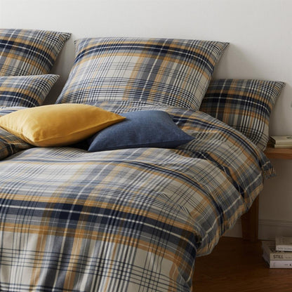 Elegante Flanell Bettwäsche Holmes 26005-3 Kariert Senfgelb 135x200