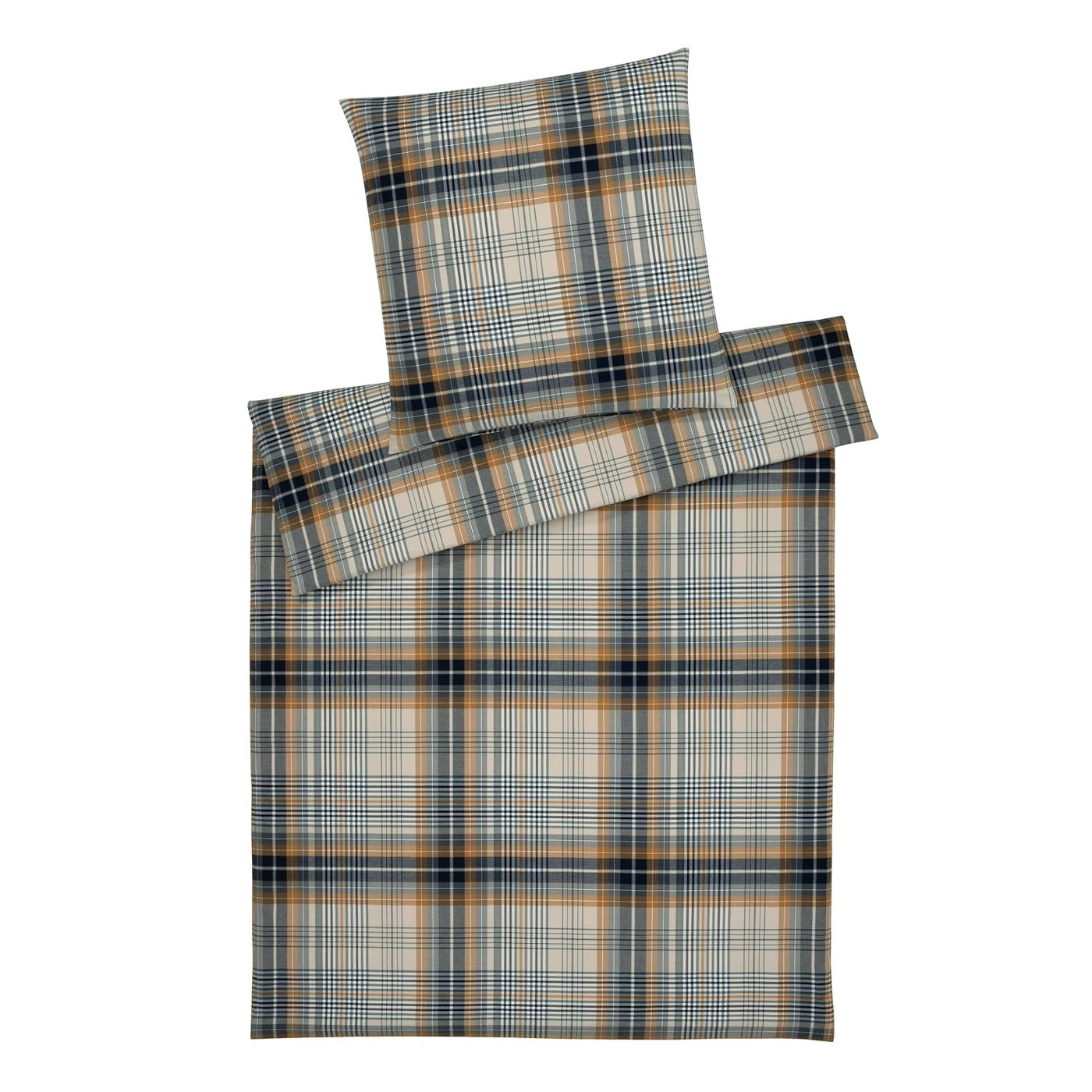 Elegante Flanell Bettwäsche Holmes 26005-3 senfgelb 135x200