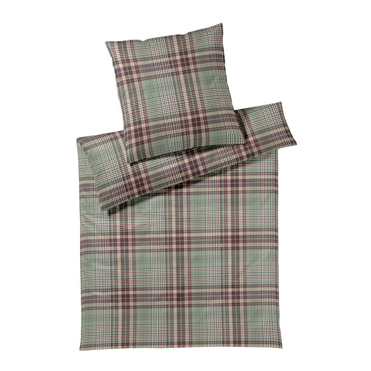 Elegante Flanell Bettwäsche Liverpool 26009-4 Grün kariert 135x200