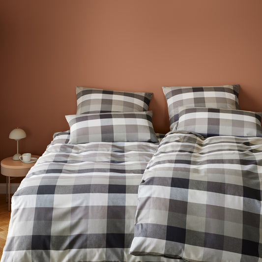 Elegante Flanell Bettwäsche Hamilton 26014-7 Kariert Natur 135x200