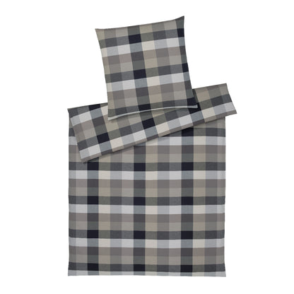 Elegante Flanell Bettwäsche Hamilton 26014-7 Kariert Natur 135x200