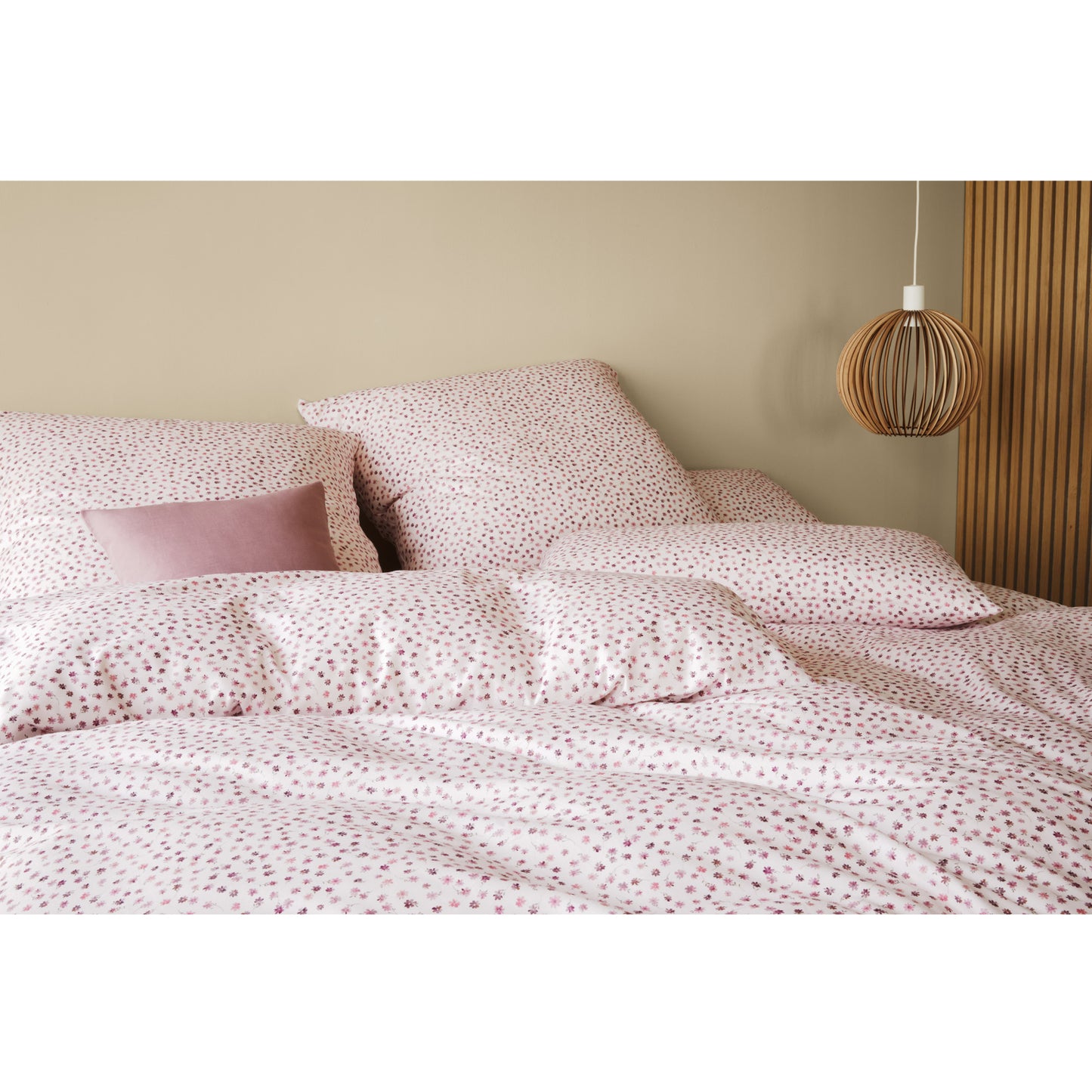 Elegante Flanell Bettwäsche Preppy 26016-1 Blümchen Beere Rosa 135x200