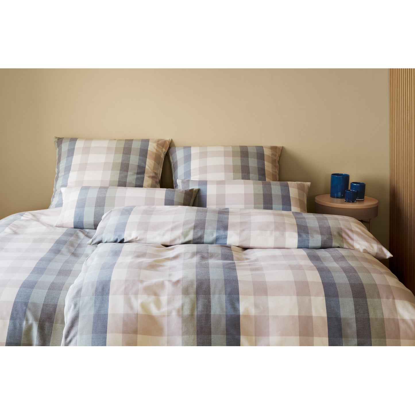 Elegante Flanell Bettwäsche Glasgow 26021-2 Kariert Beige 135x200