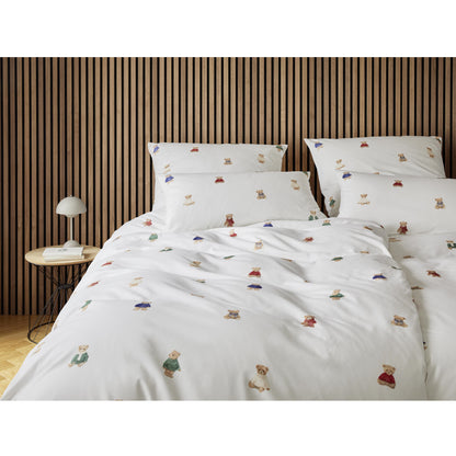 Bettwäsche Flanell Teddy Weiß mit Teddybärmotiv 135 x 200 cm