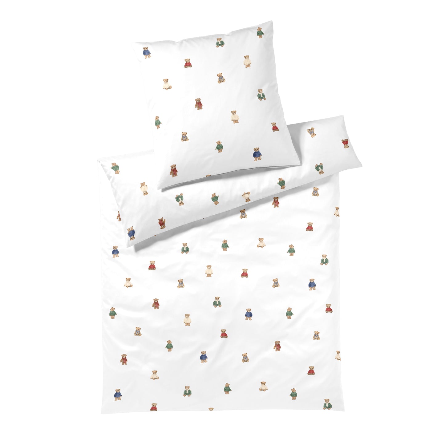 Bettwäsche Flanell Teddy Weiß mit Teddybärmotiv 135 x 200 cm