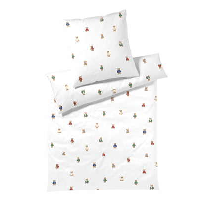 Bettwäsche Flanell Teddy Weiß mit Teddybärmotiv 135 x 200 cm