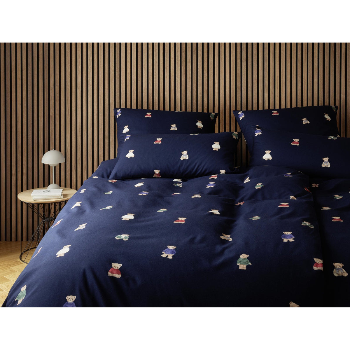Bettwäsche Flanell Teddy Blau mit Teddybärmotiv 135 x 200 cm