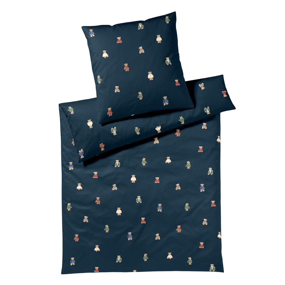 Bettwäsche Flanell Teddy Blau mit Teddybärmotiv 135 x 200 cm