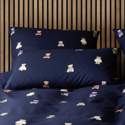 Bettwäsche Flanell Teddy Blau mit Teddybärmotiv 135 x 200 cm