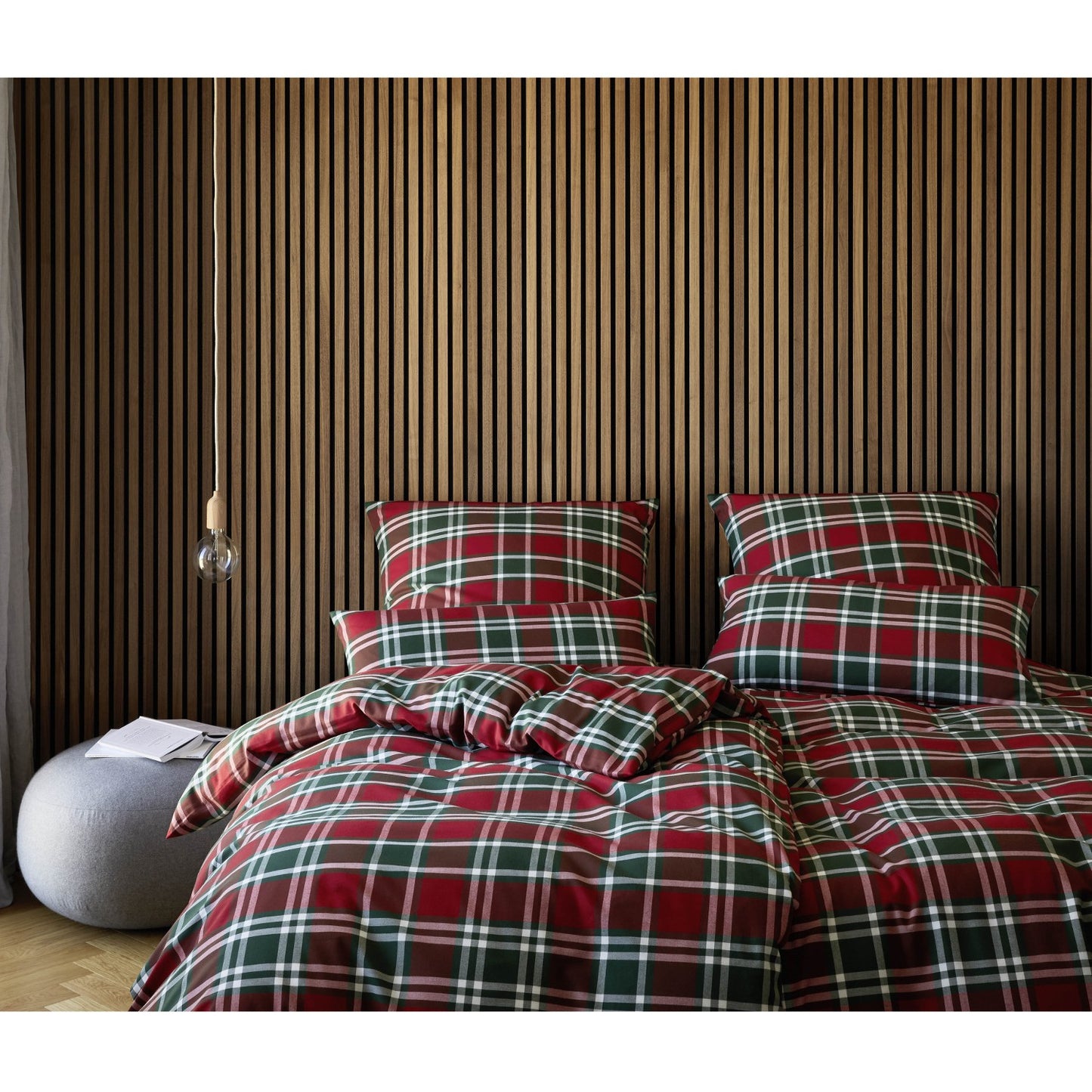 Bettwäsche Flanell Manchester Rot mit Karomuster 135 x 200 cm