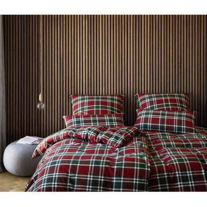 Bettwäsche Flanell Manchester Rot mit Karomuster 135 x 200 cm