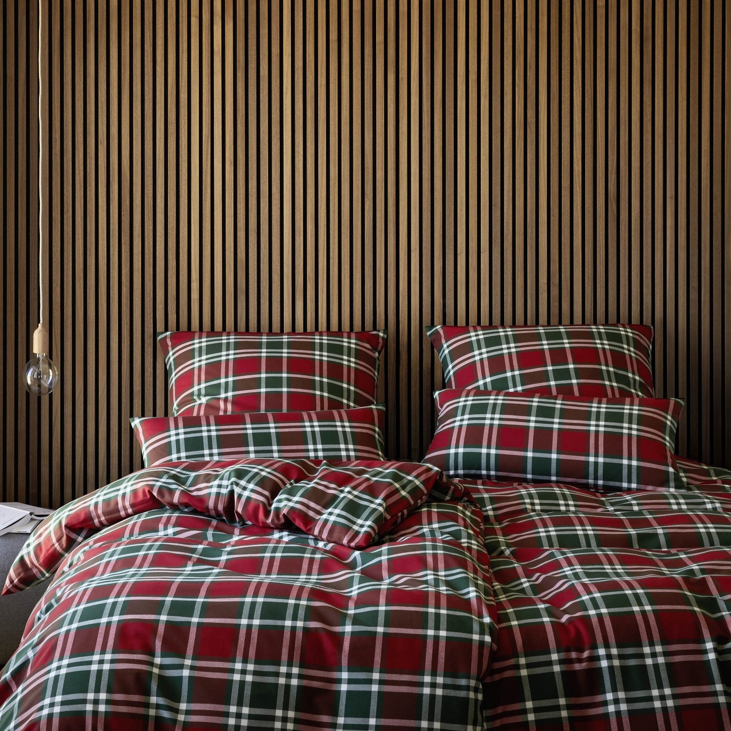 Bettwäsche Flanell Manchester Rot mit Karomuster 135 x 200 cm
