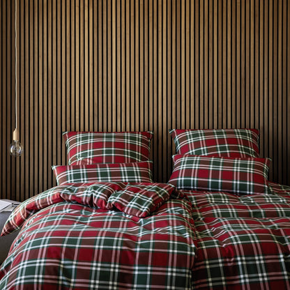 Bettwäsche Flanell Manchester Rot mit Karomuster 135 x 200 cm
