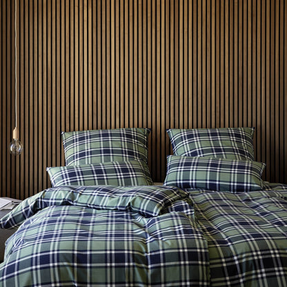 Bettwäsche Flanell Manchester Grün mit Karomuster 135 x 200 cm