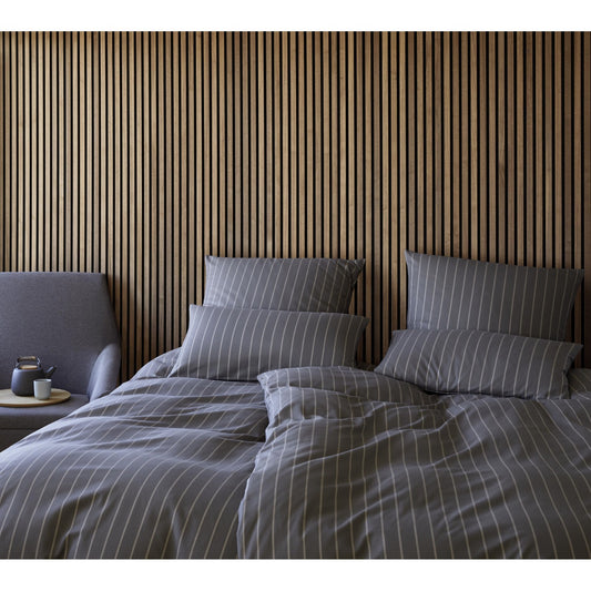 Bettwäsche Flanell Winston Anthrazit mit Streifenmuster 135 x 200 cm