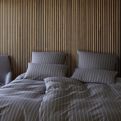 Bettwäsche Flanell Winston Anthrazit mit Streifenmuster 135 x 200 cm