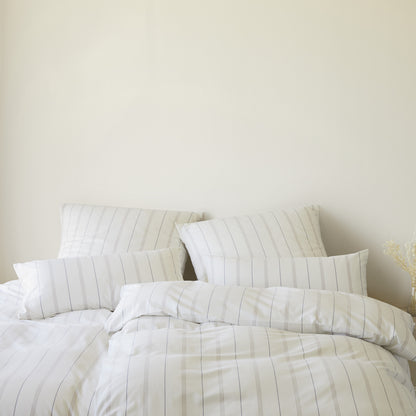 Bettwäsche Flanell Cornwall Creme mit Streifenmuster 135 x 200 cm