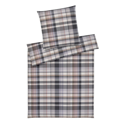 Bettwäsche Flanell Darcy Kiesel mit Karomuster 135 x 200 cm