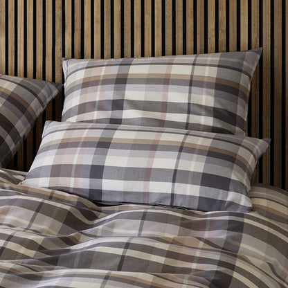 Bettwäsche Flanell Darcy Kiesel mit Karomuster 135 x 200 cm