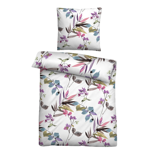 Bettwäsche Biberna Seersucker Maria 0026175-332 Blüten Zweige 135x200