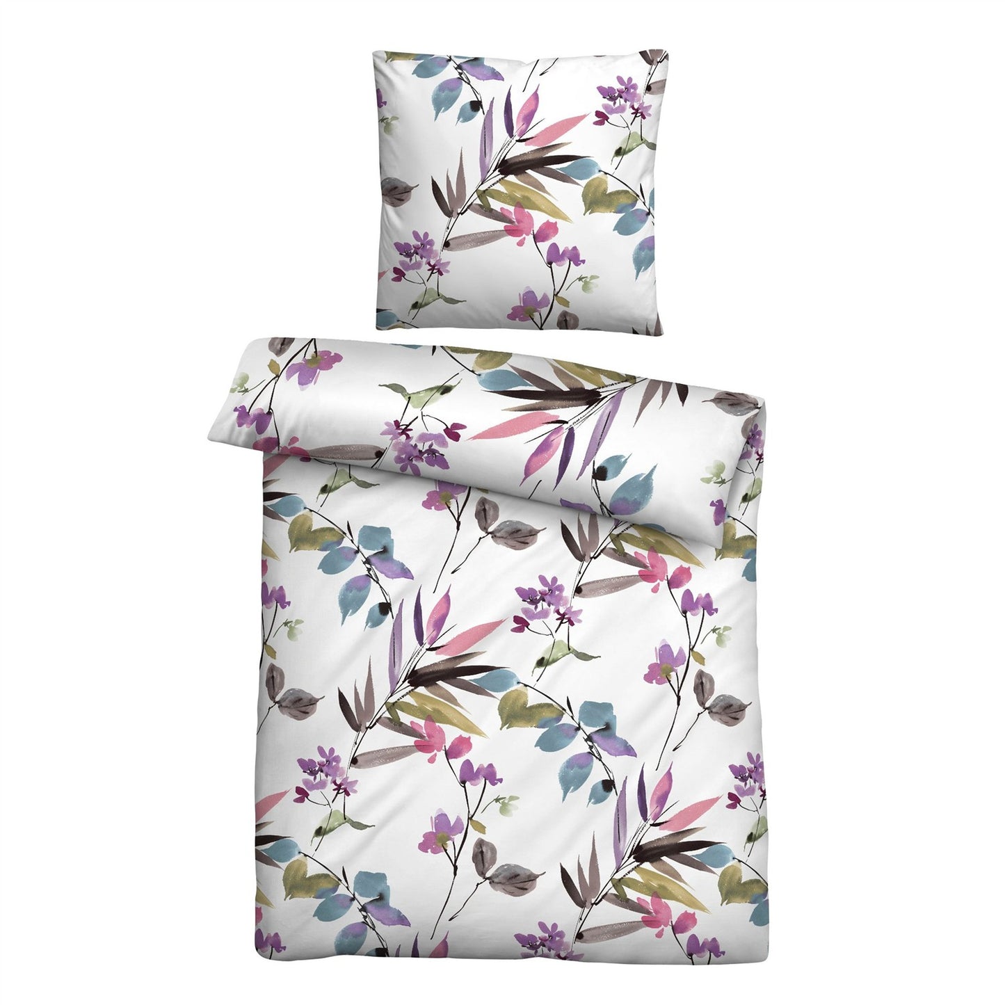 Bettwäsche Biberna Seersucker Maria 0026175-332 Blüten Zweige 135x200