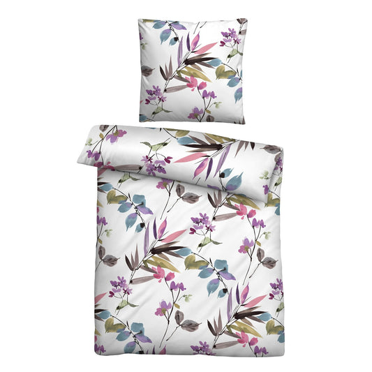 Bettwäsche Biberna Seersucker Maria 0026175-332 Blüten Zweige 135x200