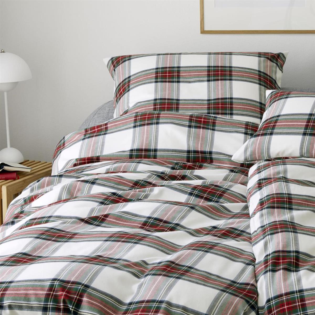 Elegante Flanell Bettwäsche Westminster 2666-1 Kariert Rot 135x200