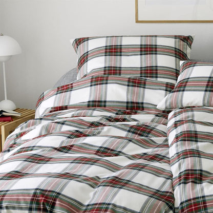 Elegante Flanell Bettwäsche Westminster 2666-1 Kariert Rot 135x200
