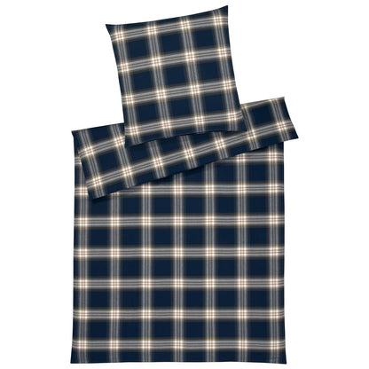 Elegante Flanell Bettwäsche Westminster 2666-24 Kariert Blau 135x200