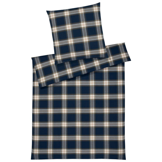 Elegante Flanell Bettwäsche Westminster 2666-24 Kariert Blau 135x200