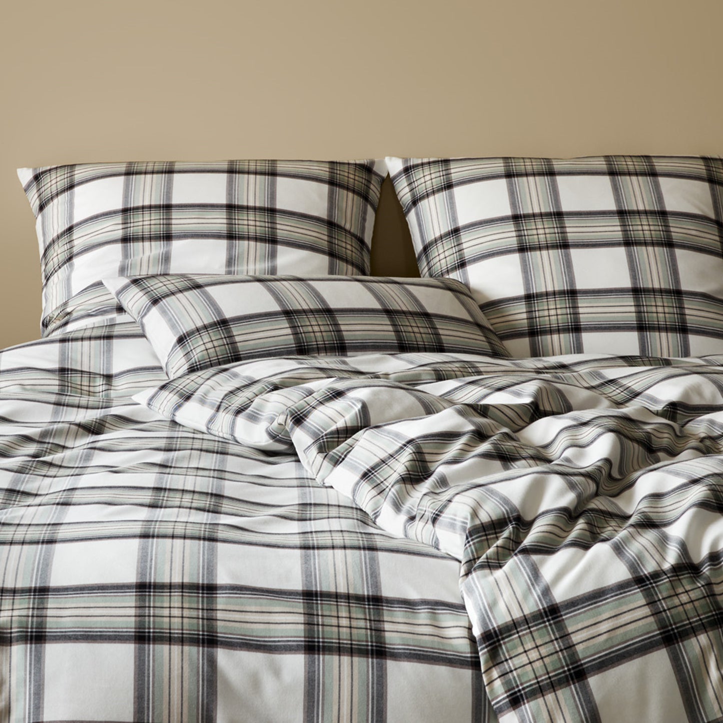 Elegante Flanell Bettwäsche Westminster 2666-44 Kariert Natur 135x200