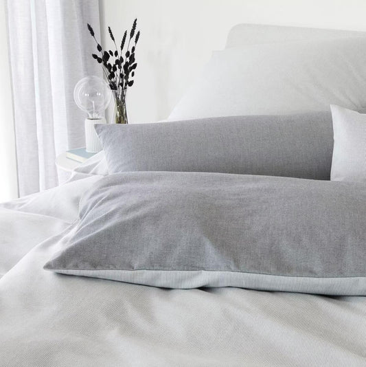 Elegante Flanell Wende Bettwäsche Tender 2677-19 silber grau 135x200