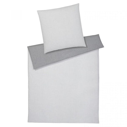 Elegante Flanell Wende Bettwäsche Tender 2677-19 silber grau 135x200
