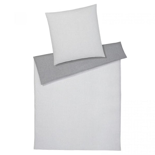 Elegante Flanell Wende Bettwäsche Tender 2677-19 silber grau 135x200