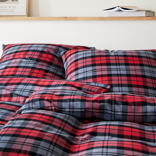 Elegante Flanell Bettwäsche Sheffield 2687-1 rot 135x200